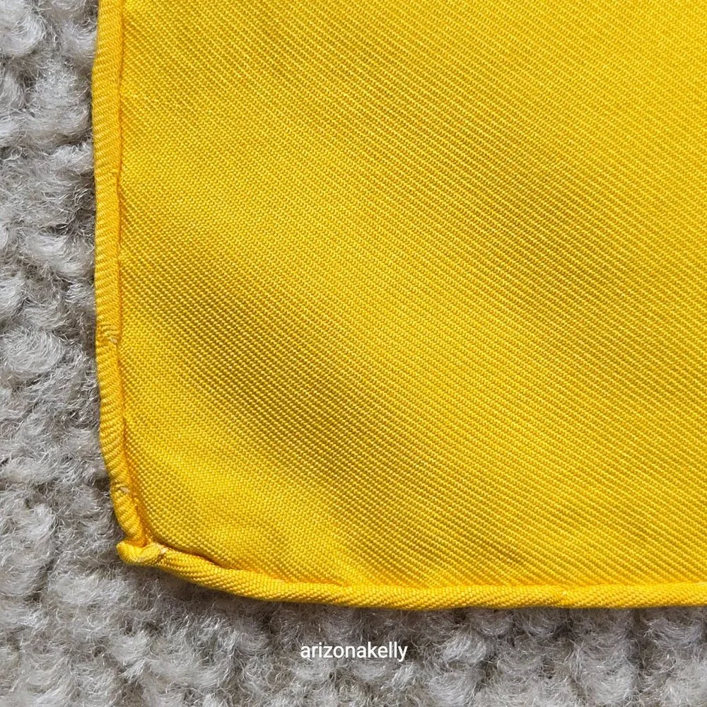 Hermès "Armada" Vintage Yellow Silk Scarf Hand Rolled Carre 90 Nautical Ships - Picture 14 of 16